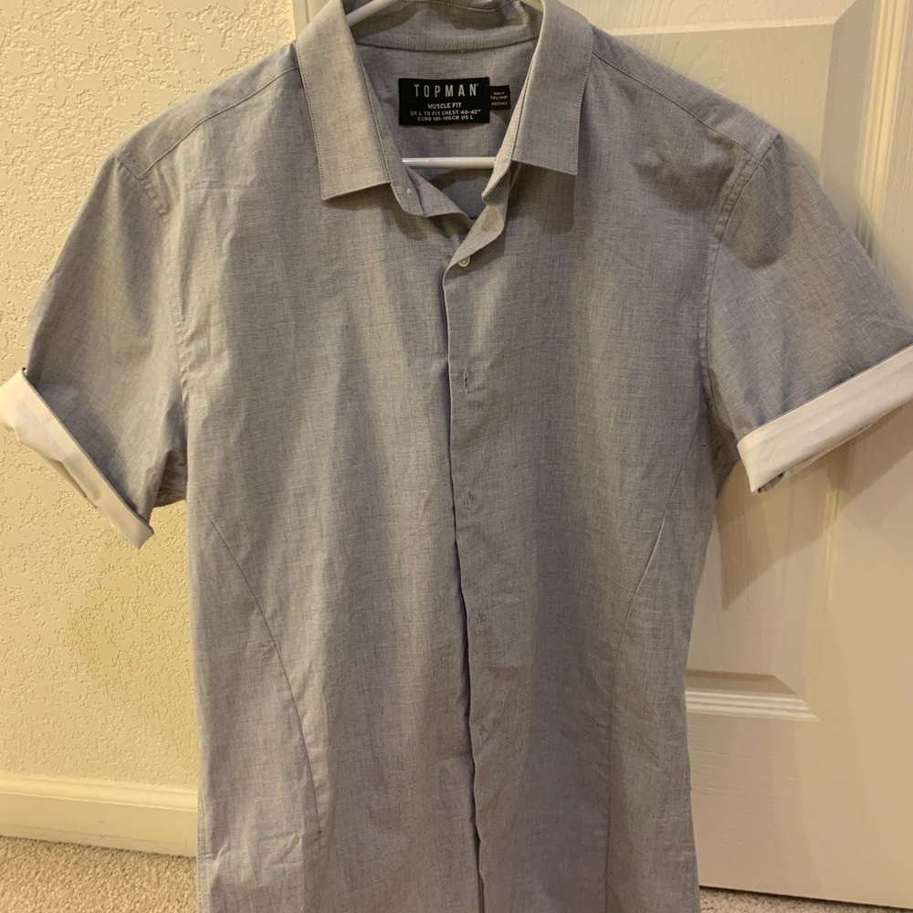 Topman Muscle fit button down short sleeve